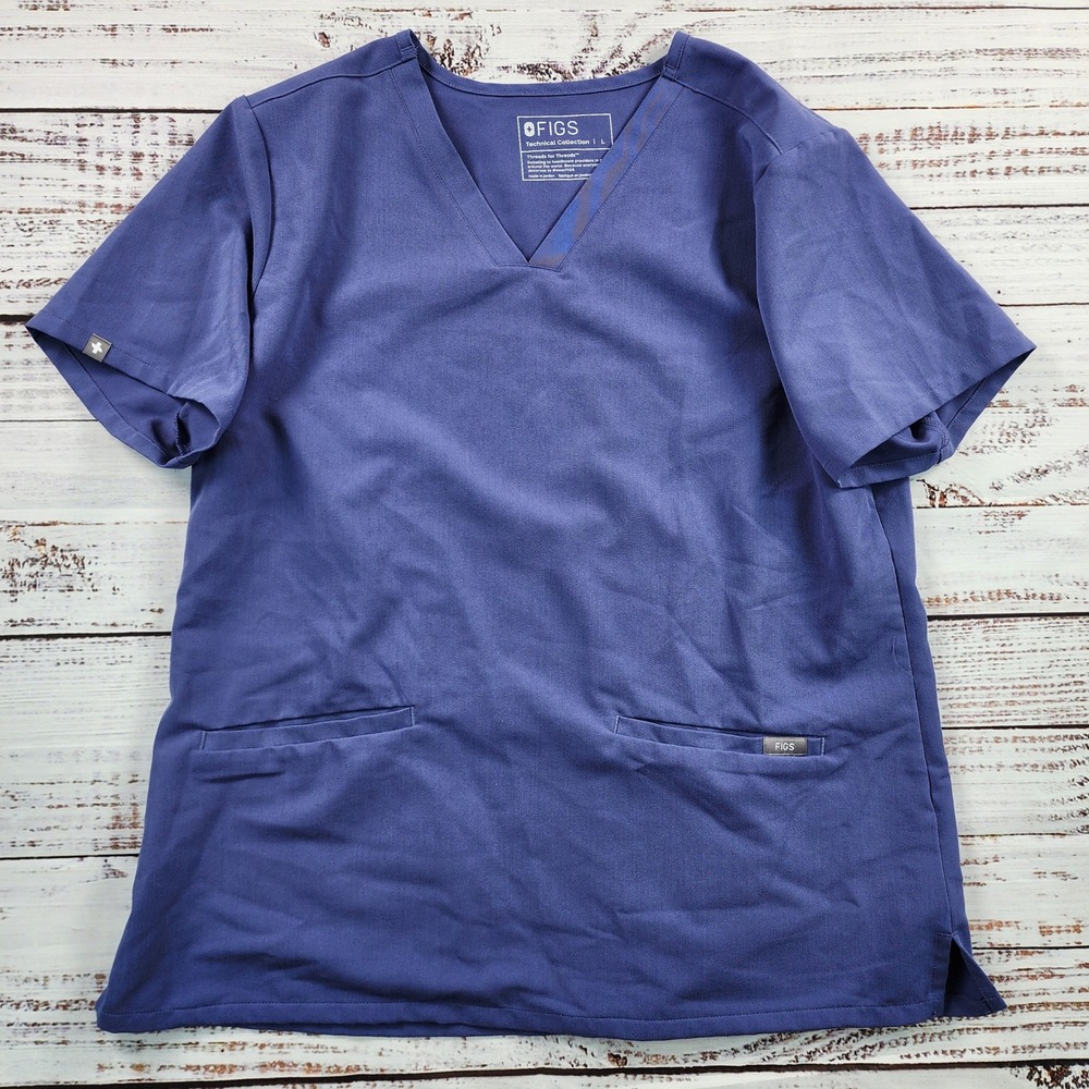 FIGS Casma Three Pocket Scrub Top Women L Purple Jam V-Neck Medical‎ Nurse